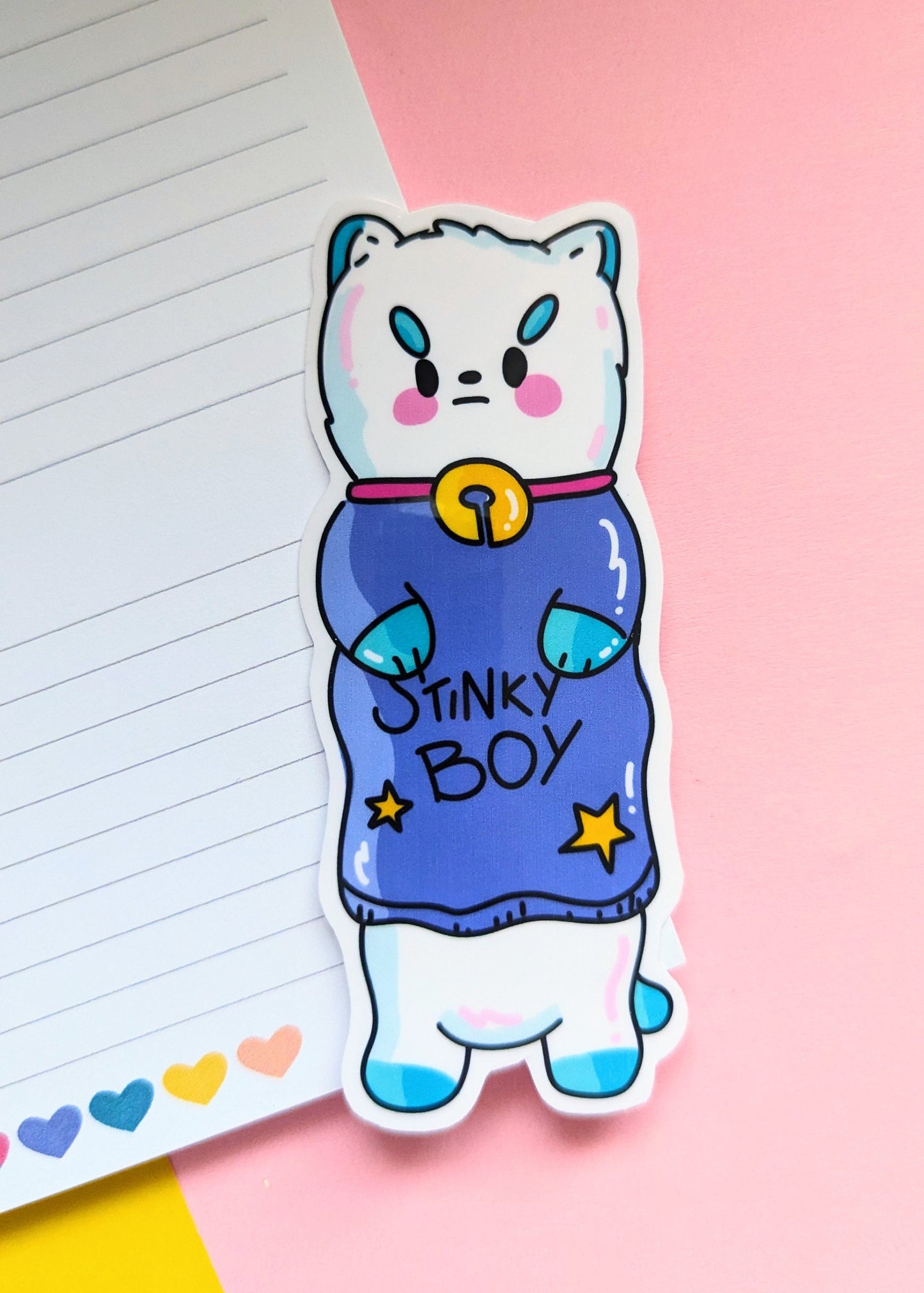 LAZY PUPPYCAT STICKER/ stinky boy sticker/ grumpy cat/ lazy cat vinyl decal