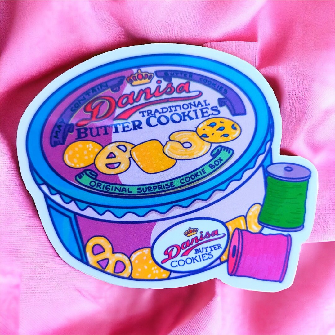 BUTTER COOKIES STICKER/ sewing kit cookie tin sticker/ cookies waterproof sticker