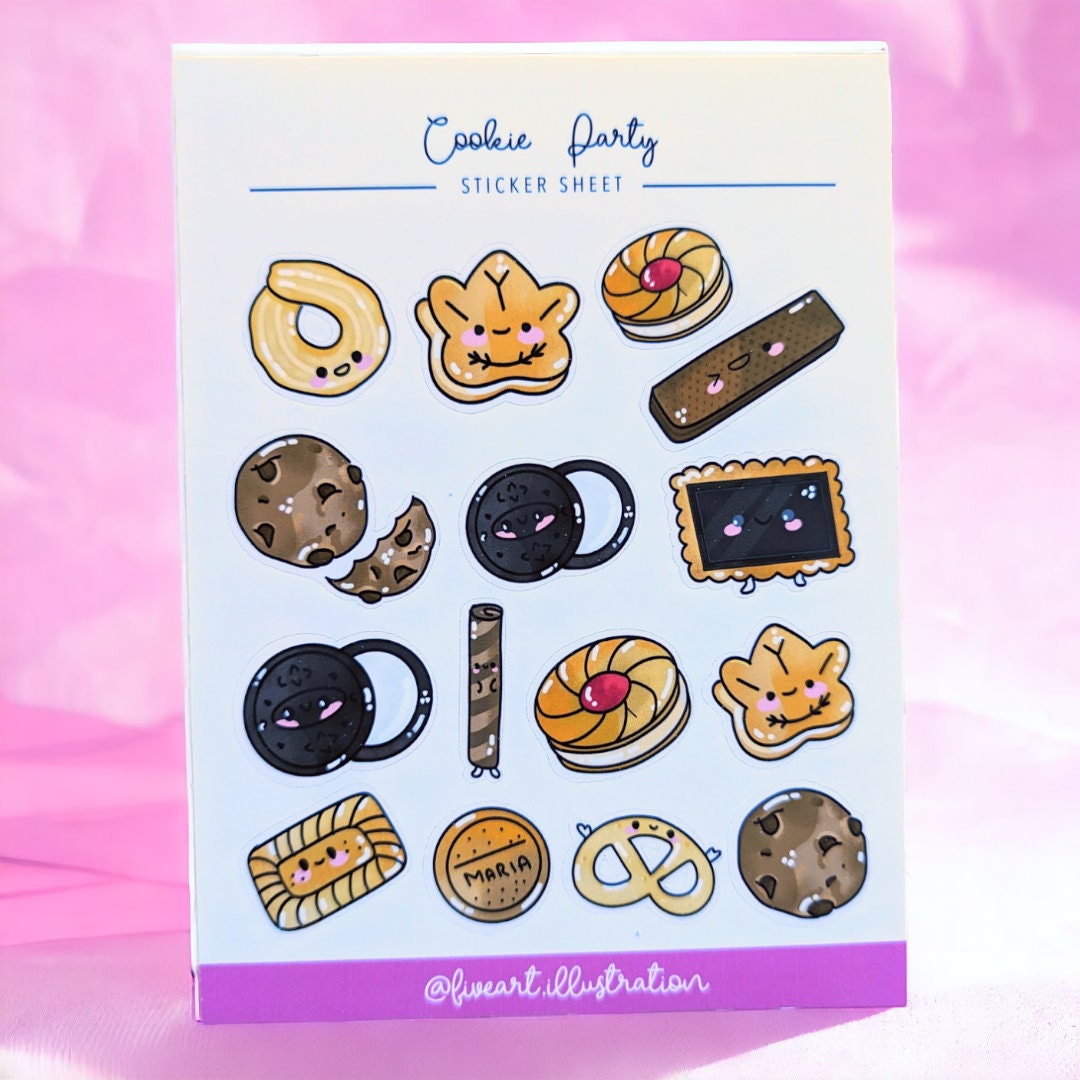 FOOD and COOKIES STICKER kawaii sheet / classic cookies journal sticker/ Cute cookies scrapbook sticker sheet