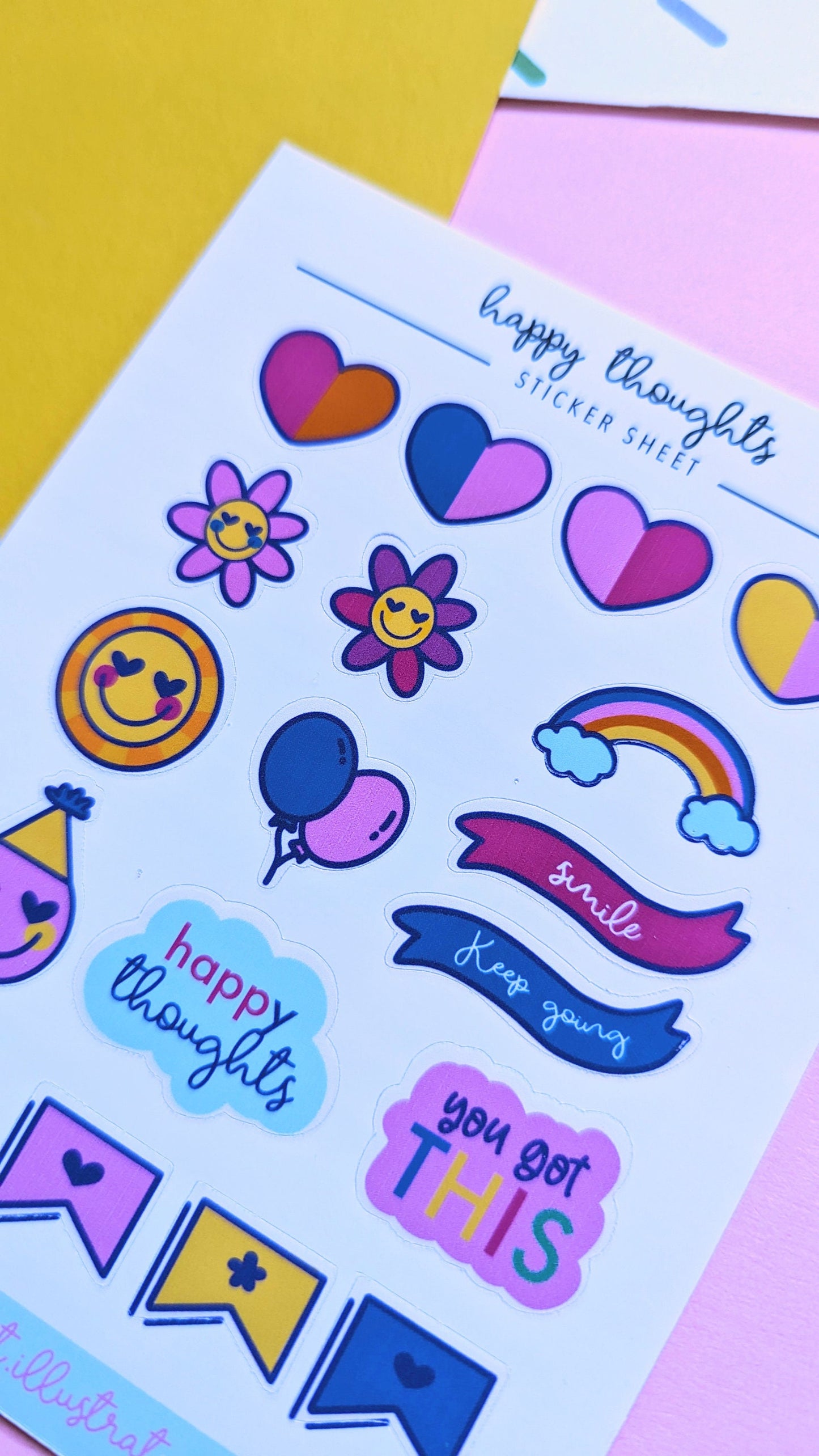 HEARTS and HAPY FACES sticker sheet / happy thoughts journal sticker/ Cute hearts stickers/ smily faces crapbook sticker sheet