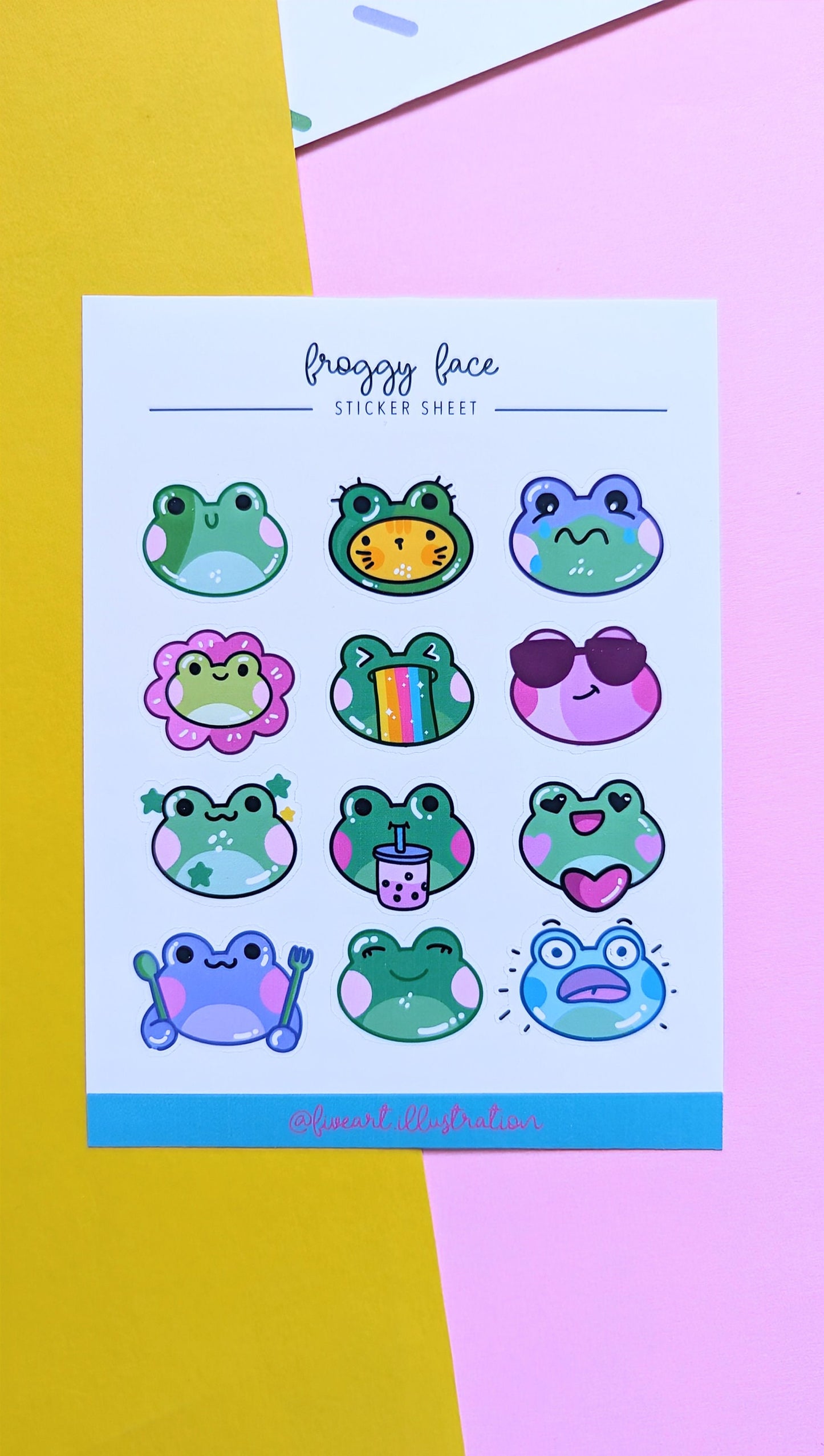 FROG EMOTICONS STICKER sheet / happy frogs journal sticker/ Cute frogs scrapbook sticker sheet