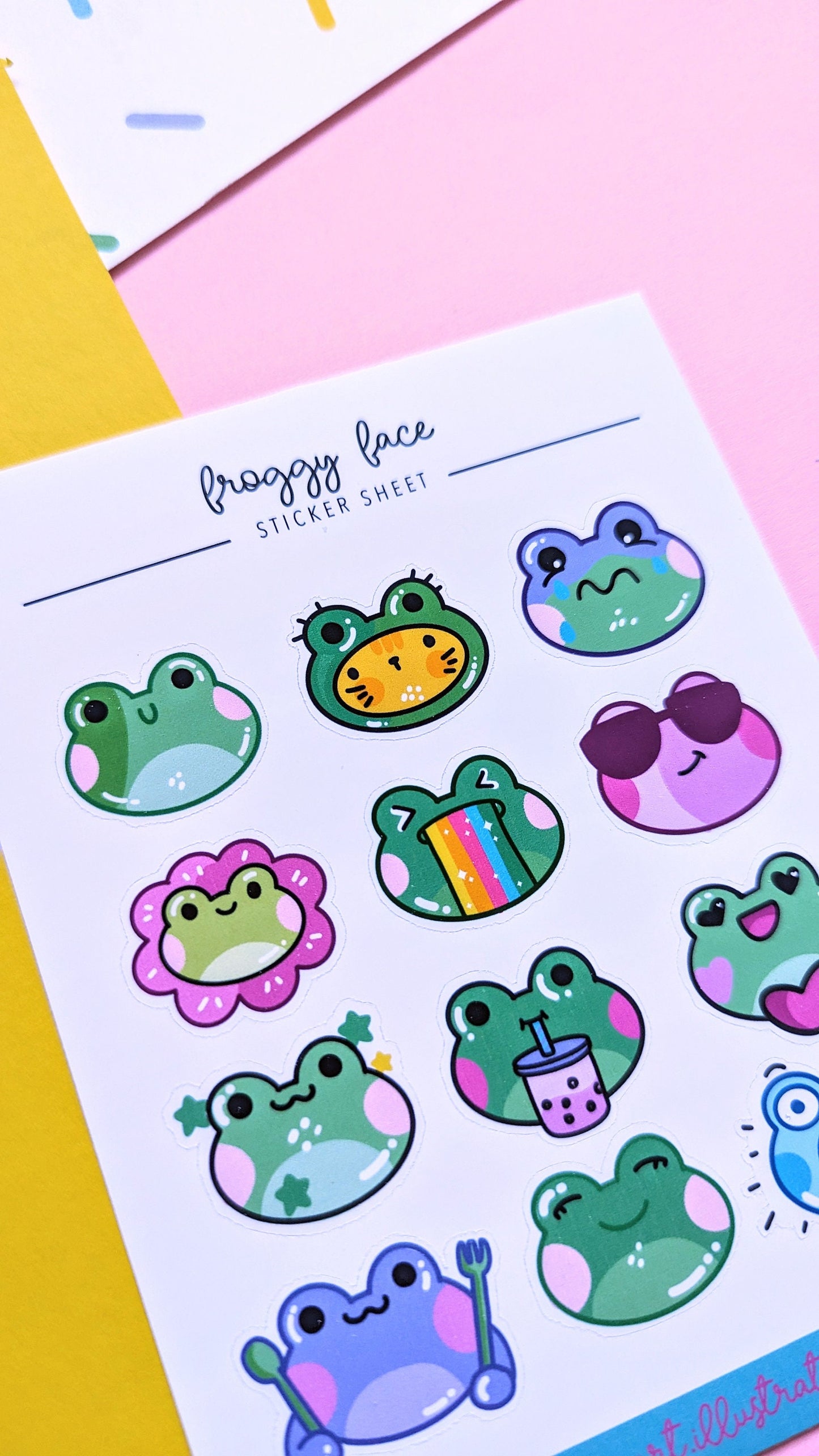 FROG EMOTICONS STICKER sheet / happy frogs journal sticker/ Cute frogs scrapbook sticker sheet