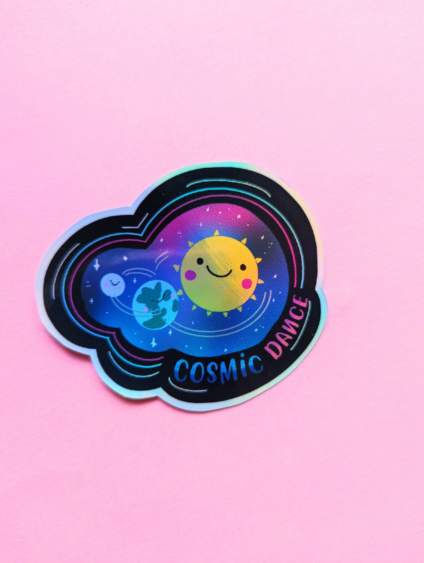 Cosmic dance sticker holographic