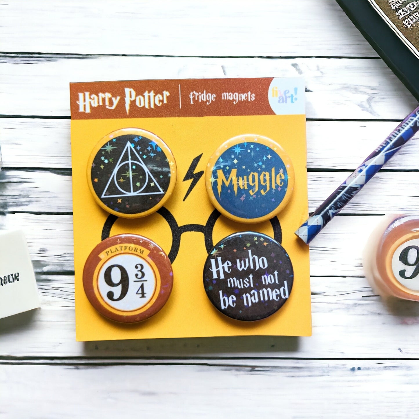 HARRY POTTER MAGNETS set of 4/ Holográphic fridge magnets Harry Potter.