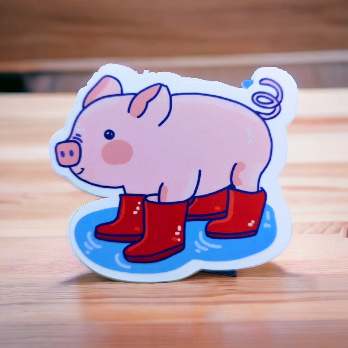 PINK PIGGY STICKER / pig with boots sticker