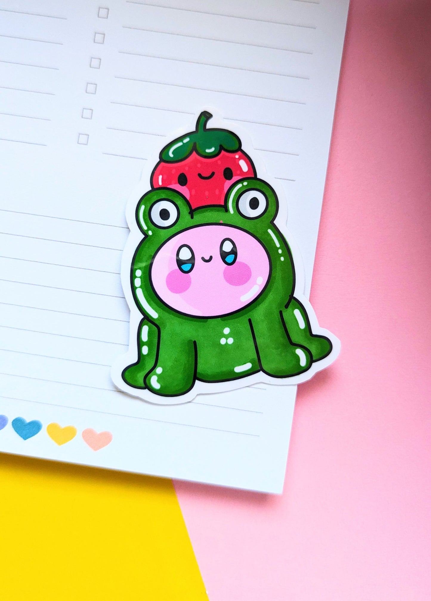 KIRBY FROG STICKER froggy With cute strawberry sticker