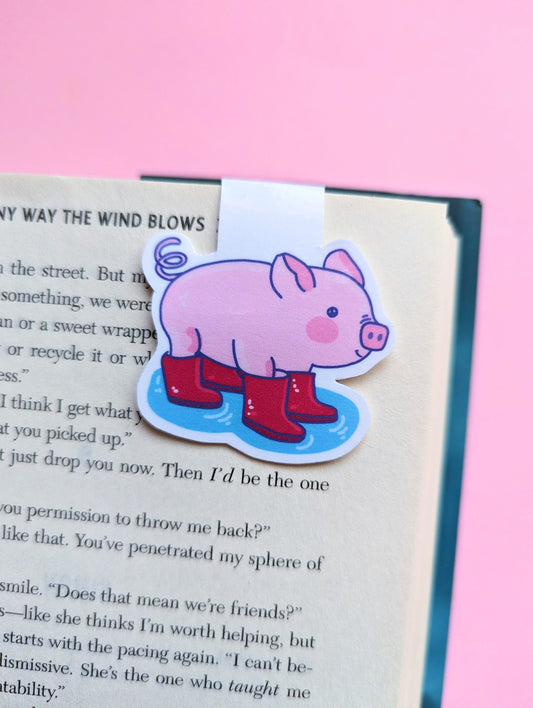 CUTE PIGGY magnetic BOOKMARK / piglet bookmark / kawaii pork reading bookmark / Digital art, books , reading kawaii cute stationery