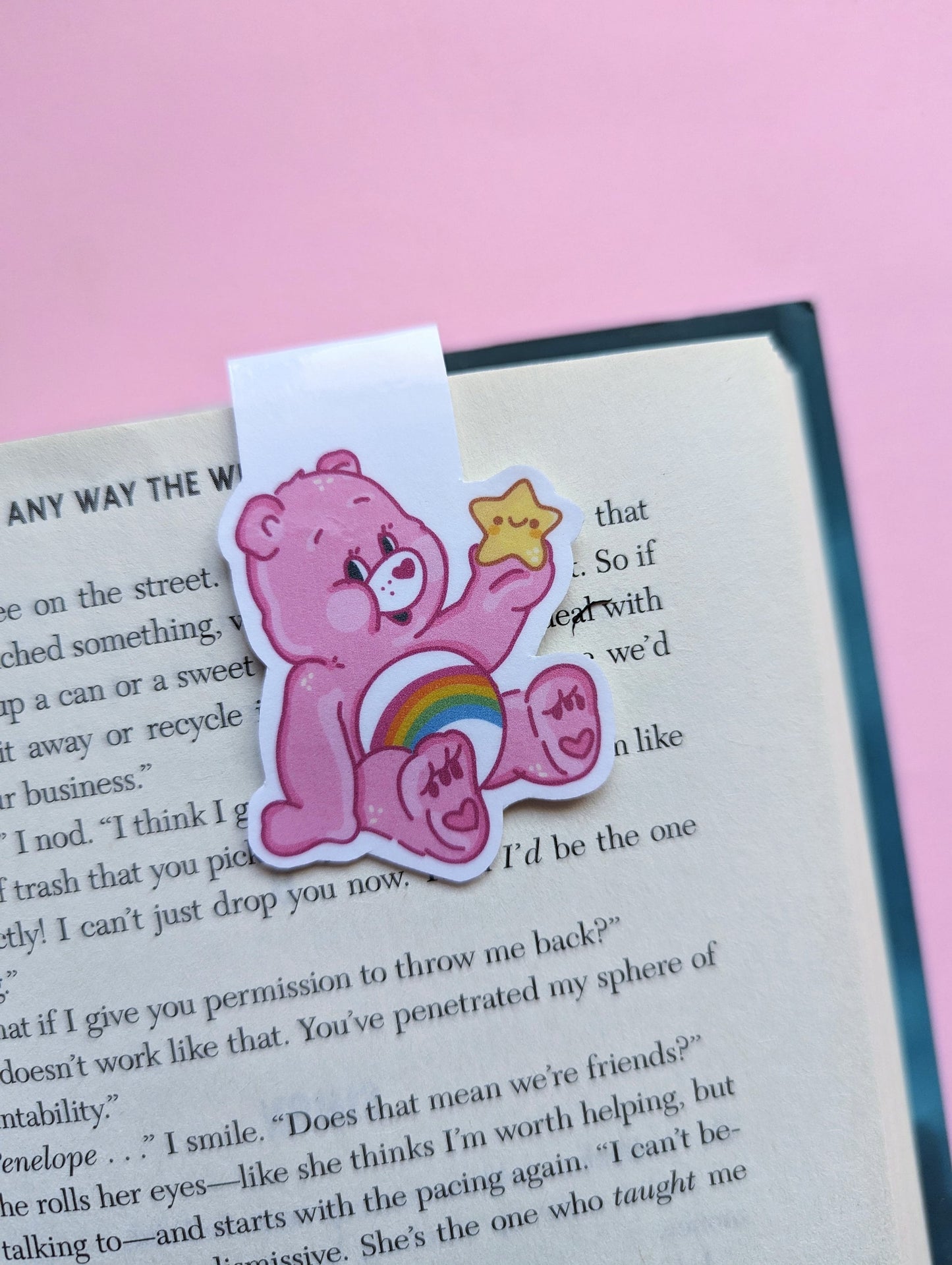 CARE BEAR Cheer magnetic BOOKMARK / Cheer bear bookmark / kawaii reading bookmark / Digital art, books , reading kawaii cute stationery