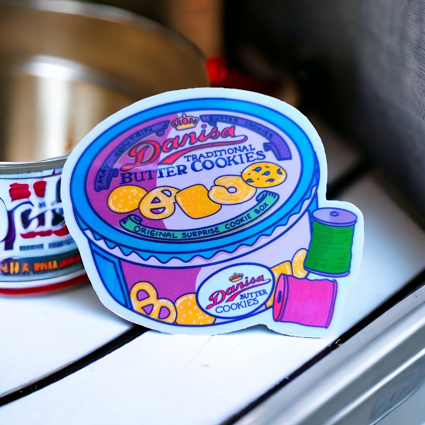 BUTTER COOKIES STICKER/ sewing kit cookie tin sticker/ cookies waterproof sticker