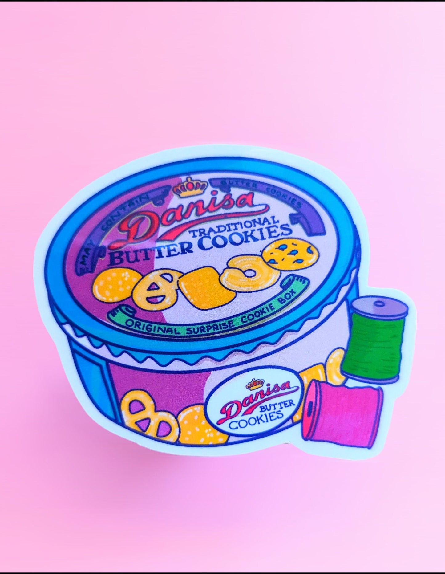 BUTTER COOKIES STICKER/ sewing kit cookie tin sticker/ cookies waterproof sticker