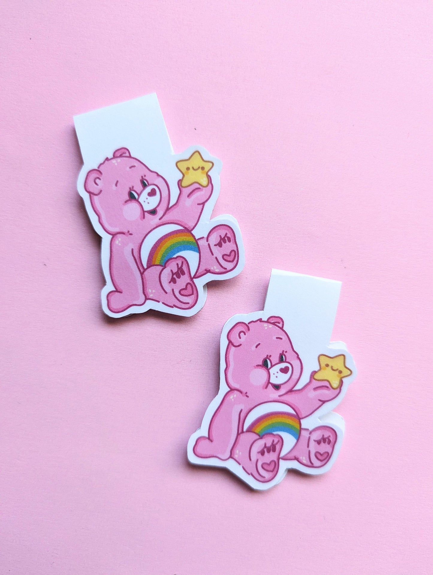 CARE BEAR Cheer magnetic BOOKMARK / Cheer bear bookmark / kawaii reading bookmark / Digital art, books , reading kawaii cute stationery